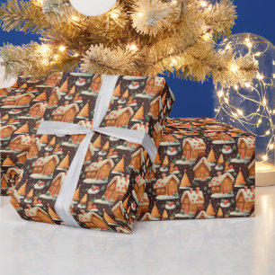 Papier Cadeau Festif Noël pain d'épices carrelé motif