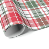 Papier Cadeau Festif Noël Tartan Rouge Vert Motif (Coin rond)