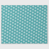 Papier Cadeau Festif Noël Turquoise Turquoise Snowflakes blanc (Plat)