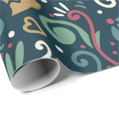 Papier Cadeau Festif Noël Whimsical Rustique moderne vacances (Coin rond)