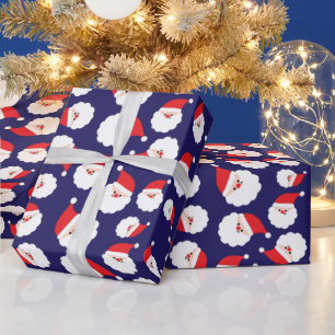 Papier Cadeau Festif Père Noël Cadeau de Noël Bleu sans couture