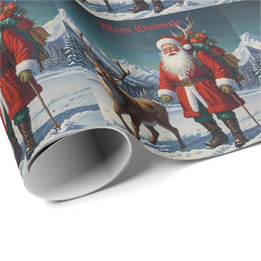 Papier Cadeau Festif Père Noël Père Noël (Coin rond)