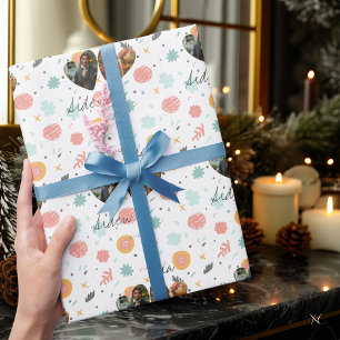 Papier Cadeau Festif Personnalisé avec Photos et N