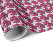 Papier Cadeau Festif Poinsettias Floral Pattern (Coin rond)