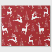 Papier Cadeau Festif Red Rustic Reindeer Noël Arbre de Noël (Plat)
