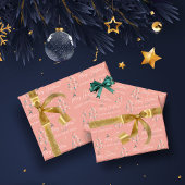 Papier Cadeau Festif Retro Doodle Christmas Tree Reindeer Stars