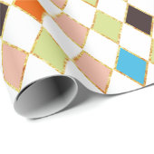 Papier Cadeau Festif Retro Pastel Diamond Motif (Coin rond)