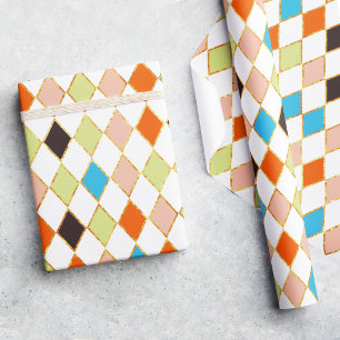 Papier Cadeau Festif Retro Pastel Diamond Motif
