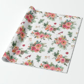 Papier Cadeau Festif romantique Floral & Pine | Noël (Déroulé)