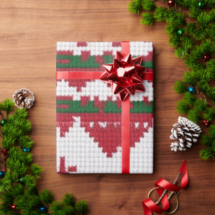 Papier Cadeau Festif Rouge Et Blanc Doux Laide