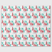 Papier Cadeau Festif Rouge et Vert "Joyeux" Noël (Plat)