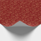 Papier Cadeau Festif Rouge or sapin de Noël Motif sans couture (Coin)