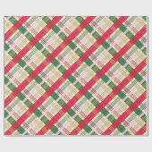 Papier Cadeau Festif Rouge Vert Jaune Jaune Plaid Noël (Plat)