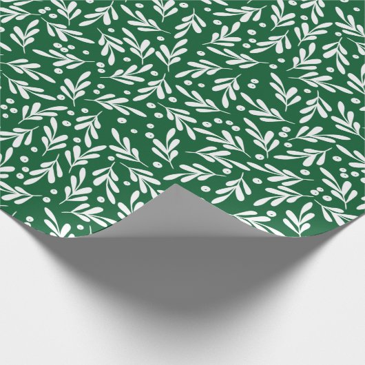 Papier Cadeau Festif vert et blanc | Vacances (Coin)