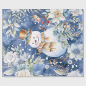 Papier Cadeau Festif Vintage Snowman & Festivals de Noël (Plat)