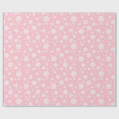 Papier Cadeau Festin de Noël rose et blanc clair Snowflakes (Plat)