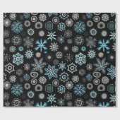 Papier Cadeau Festin Wrap Wonderland 'Blue Snowflakes on Black' (Plat)