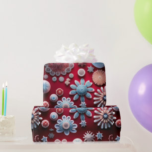 Papier Cadeau Festin Wrap Wonderland 'Red and Blue Snowflakes'