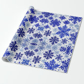 Papier Cadeau Festin Wrap Wonderland 'Royal Blue Snowflakes' (Déroulé)