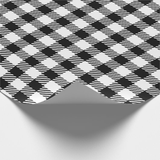 Papier Cadeau Festitique Rustique Noir Blanc En vichy Plaid Moti (Coin)