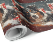 Papier Cadeau Festival de Noël des chiens bergers australiens (Coin rond)