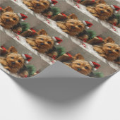 Papier Cadeau Festival de Noël du chien Terrier australien (Coin)