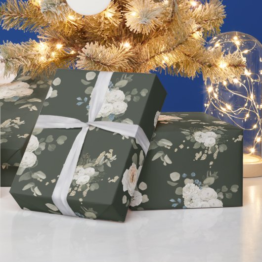Papier Cadeau Festival d'hiver des Roses blanches et des Eucalyp (Vacances)
