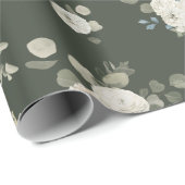 Papier Cadeau Festival d'hiver des Roses blanches et des Eucalyp (Coin rond)