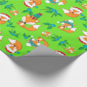 Papier Cadeau Festivals et Feuilles Holly sur un vert vif (Coin)