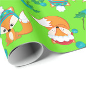 Papier Cadeau Festivals et Feuilles Holly sur un vert vif (Coin rond)