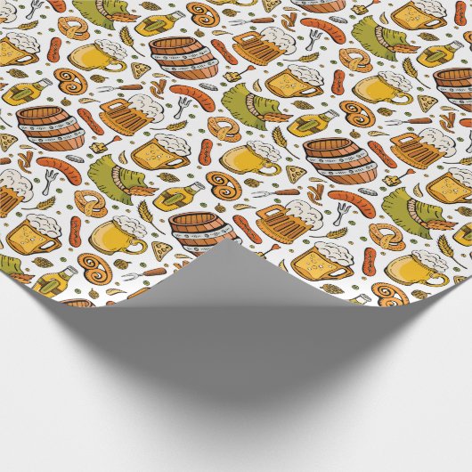 Papier Cadeau Festive allemand Oktoberfest Bière et saucisses (Coin)