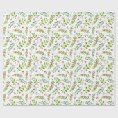 Papier Cadeau Festive Branches de Noël et baies (Plat)