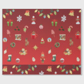 Papier Cadeau Festive Burgundy Christmas Wrapping Paper (Plat)