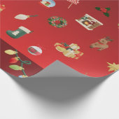 Papier Cadeau Festive Burgundy Christmas Wrapping Paper (Coin)