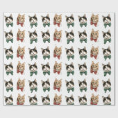 Papier Cadeau Festive Cats Christmas Wrapping Paper (Plat)