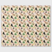 Papier Cadeau Festive Chats Motif de Noël (Plat)