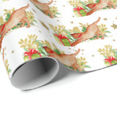 Papier Cadeau Festive Chats Noël Vacances Gold Stars (Coin rond)