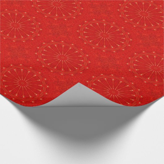 Papier Cadeau Festive Chic Rouge brillant Design Kaleidoscope (Coin)