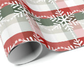 Papier Cadeau Festive Christmas | Holiday Plaid & Snowflake Desi (Coin rond)