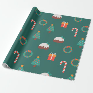 Papier Cadeau Festive Christmas icons pattern