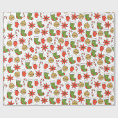 Papier Cadeau Festive Christmas Icons Wrapping Paper (Plat)