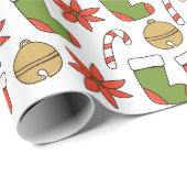 Papier Cadeau Festive Christmas Icons Wrapping Paper (Coin rond)