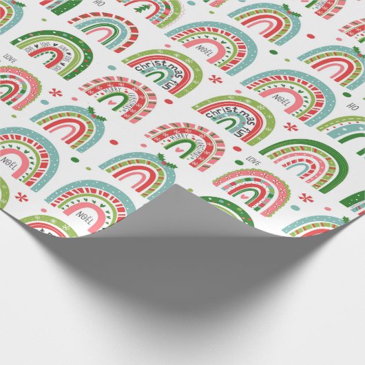 Papier Cadeau Festive Christmas Modern Rainbow Pattern (Coin)