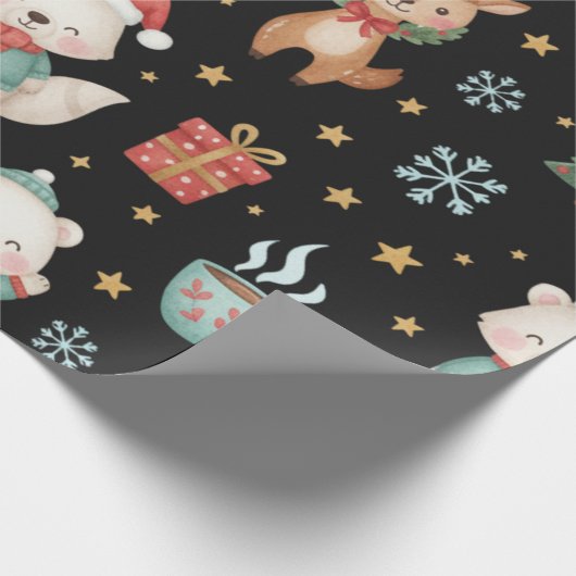 Papier Cadeau Festive Critters Holiday Gift Wrap (Coin)