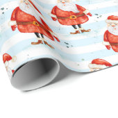 Papier Cadeau Festive Cute Santa Claus (Coin rond)