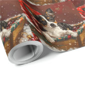 Papier Cadeau Festive de Noël de chien de Rat Terrier (Coin rond)