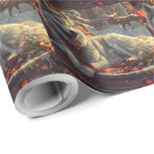 Papier Cadeau Festive de Noël de chien laphund finlandais (Coin rond)