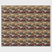 Papier Cadeau Festive de Noël de chien Lhasa Apso (Plat)
