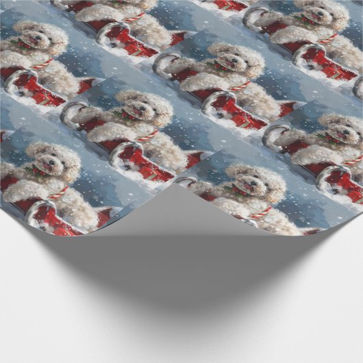 Papier Cadeau Festive de Noël du chien de caniche (Coin)