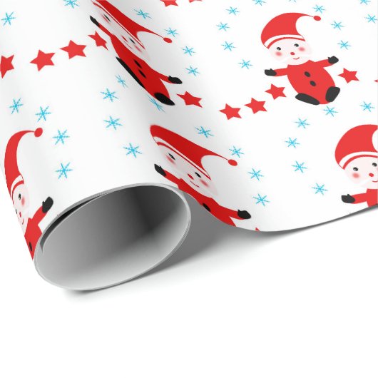 Papier Cadeau Festive elves and stars pattern (Coin rond)